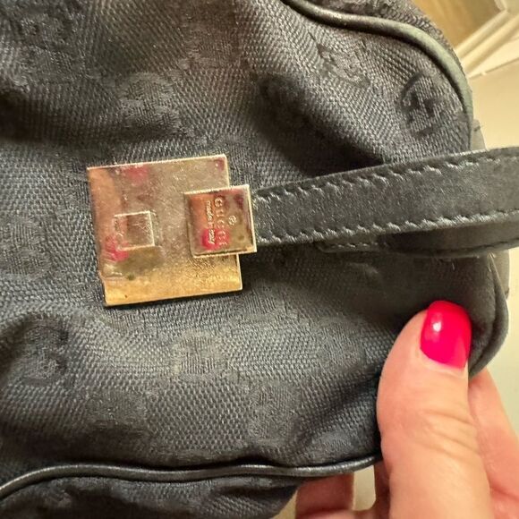 Gucci GG Canvas Sherry Line Boston Black Bag - Picture 6 of 9